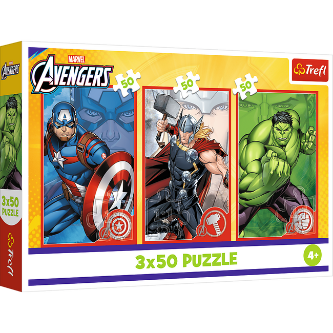 Puzzle - 3x50 - Twój bohater - Disney Marvel The Avengers - Trefl 34891