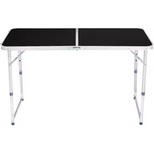 Stół Turystyczny Kempingowy Składany Regulowany Aluminiowy Czarny 120x60cm