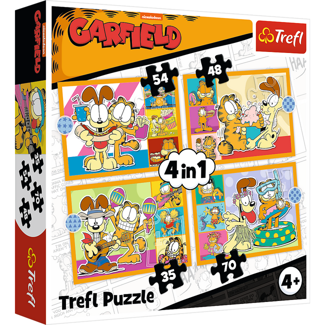 Puzzle - 4w1 (35, 48, 54, 70) - Garfield Kocha lazanię - Trefl 34673