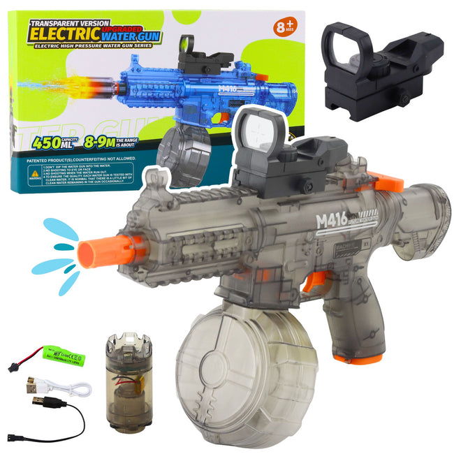Elektryczny Pistolet Na Wodę M416 Podświetlany Celownik 450 ml 8-10 m
