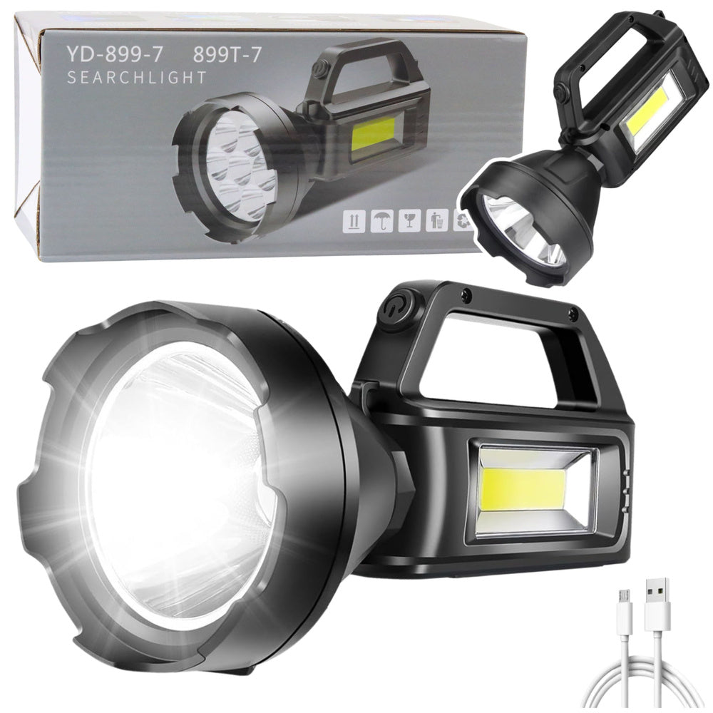 Latarka Turystyczna Robocza Reflektor LED 4 Tryby Powerbank