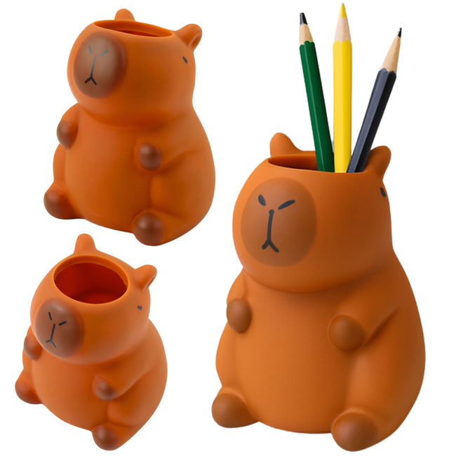 Pojemnik Na Długopisy Kapibara Figurka Organizer Brązowa 10 x7 cm