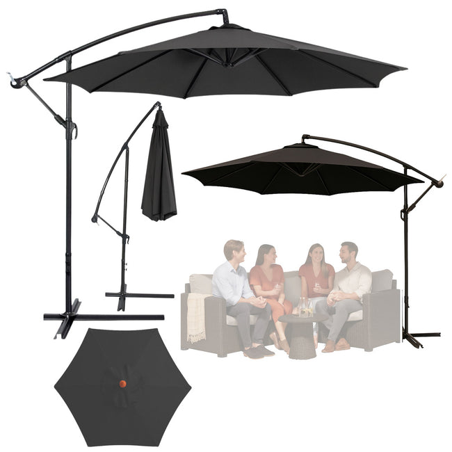Parasol Ogrodowy Boczny Z Regulacją Pochyłu  350 x 250cm Antracyt