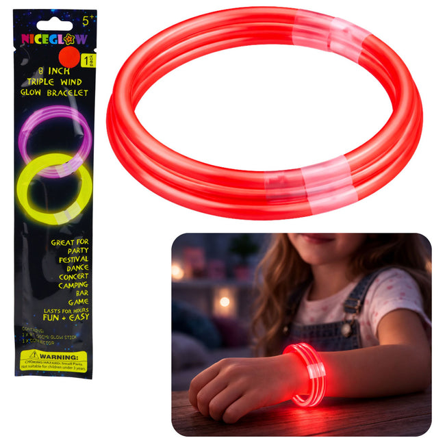 Potrójna Bransoletka Fluorescencyjna Świecąca W Ciemności Neon Stick