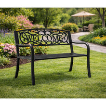 Ławka Ogrodowa Taras Ogród Park Metalowa Oparcie WELCOME Czarna 127 cm