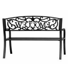 Ławka Ogrodowa Taras Ogród Park Metalowa Oparcie WELCOME Czarna 127 cm