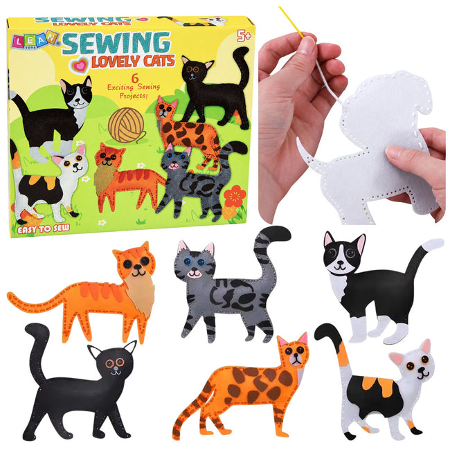 Zestaw Kreatywny Pluszaki Do Szycia Filcowe Maskotki Kotki DIY 6 szt.