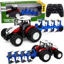 Traktor Rolniczy Z Pługiem Wieloskibowym Zdalnie Sterowany RC Czerwony 1:24