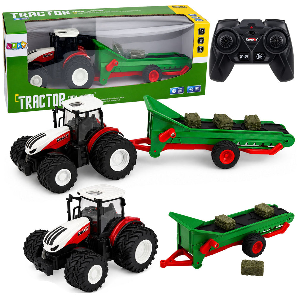 Traktor Rolniczy Z Taśmociągiem Zdalnie Sterowany RC Bale Światła 1:24