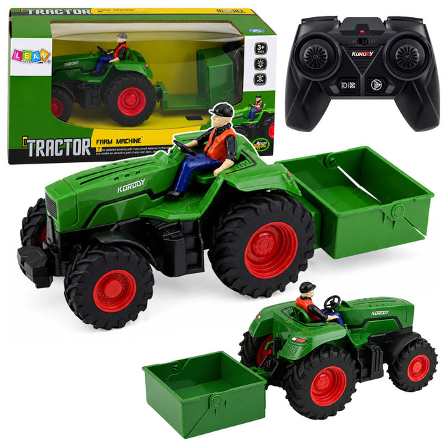 Traktor Rolniczy Zdalnie Sterowany RC Z Przyczepą Skrzyniową Rolnik 1:24