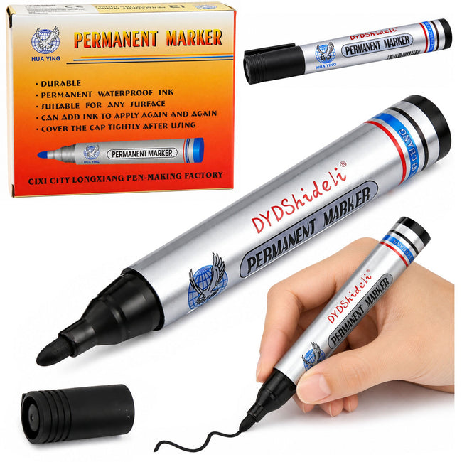 Marker Pisak Wodoodporny Permanentny Ścięta Końcówka Czarny