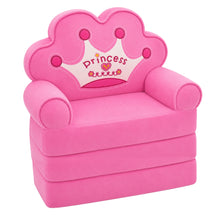 Rozkładany Fotel Sofa Leżanka z Koroną 2W1 Dla Dzieci Miękki Różowy