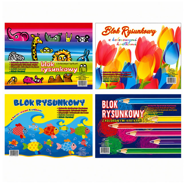 Blok rysunkowy kolorowy A4 16 kartek 80g PROTOS
