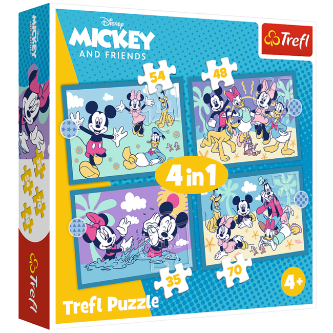 Puzzle - 4w1 (35, 48, 54, 70) - Zabawne zdarzenia Myszki Miki - Trefl 34669