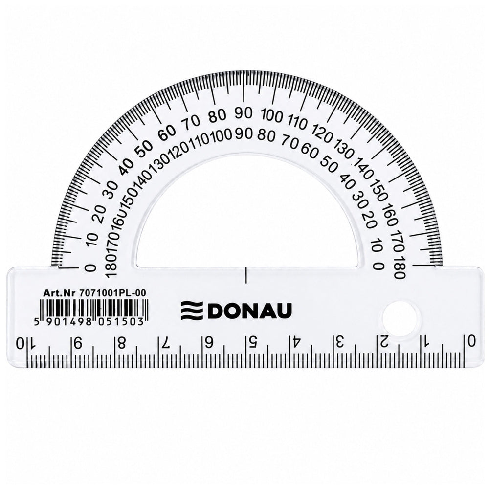 Kątomierz szkolny transparentny 180° 10cm DONAU