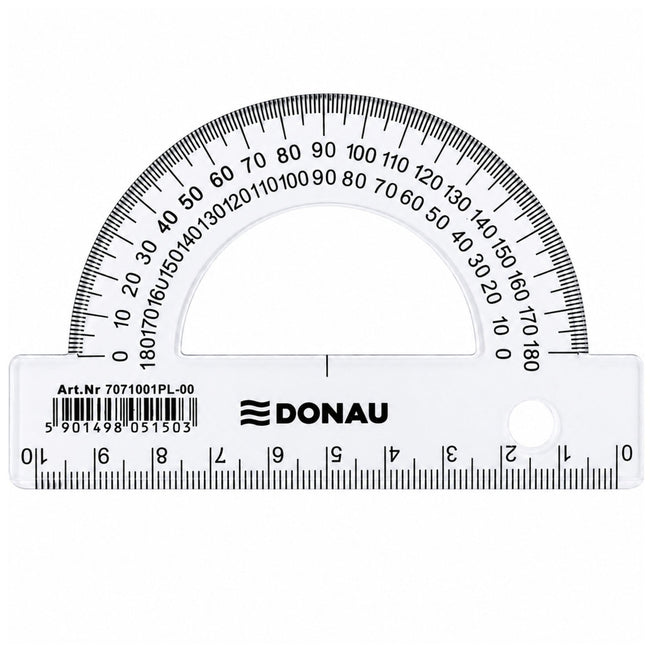 Kątomierz szkolny transparentny 180° 10cm DONAU