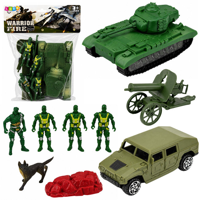 Zestaw Wojskowy Militarny Żołnierzyki Czołg Pojazd Armata 13 el.