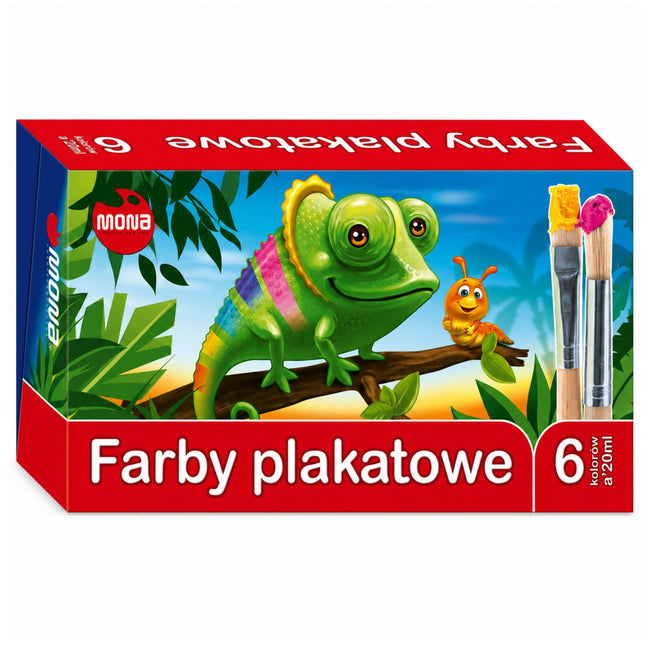 Farby szkolne plakatowe 6 kolorów 20ml MONA