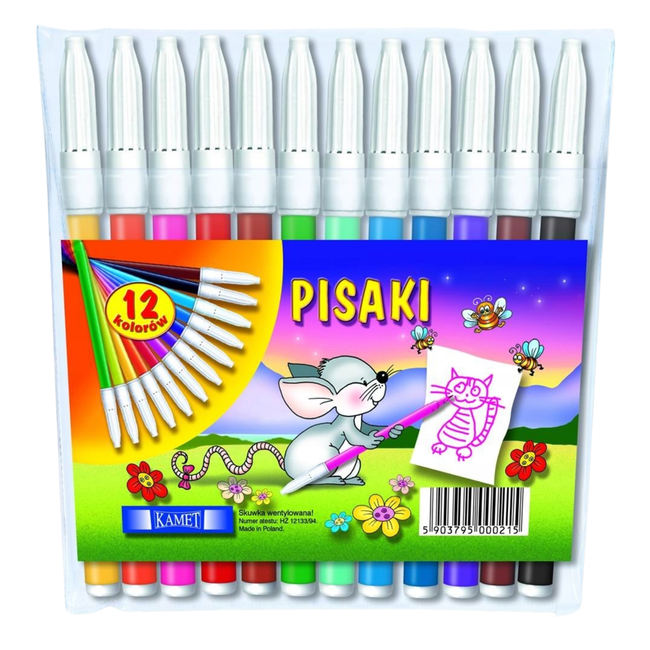 Flamastry pisaki 12 kolorów KAMET