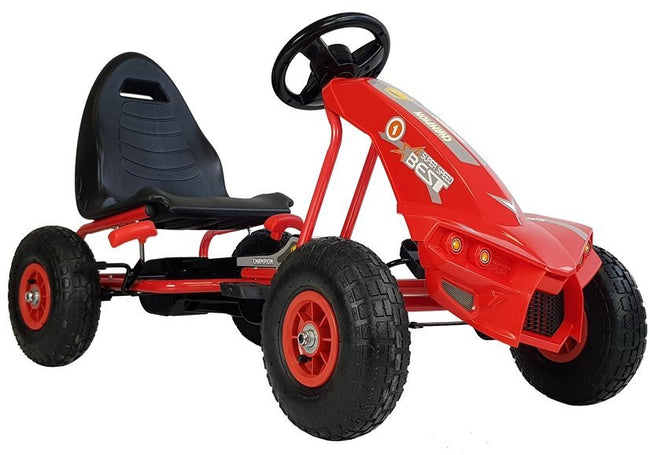 Gokart na Pedały A-18 Pompowane Koła Regulowany Fotel Czerwony