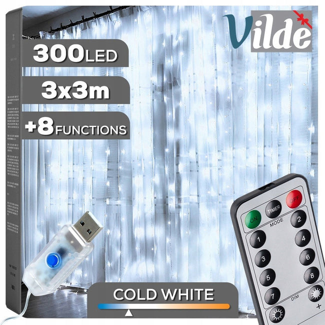 Kurtyna świetlna z pilotem 300 LED 3 m