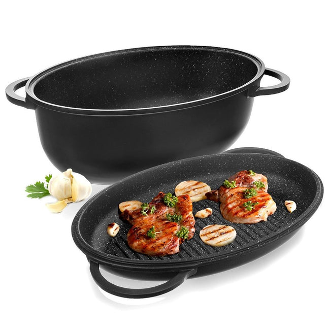 Brytfanna granitowa z pokrywką 2w1 GRANDE 10 l, 43x28 cm