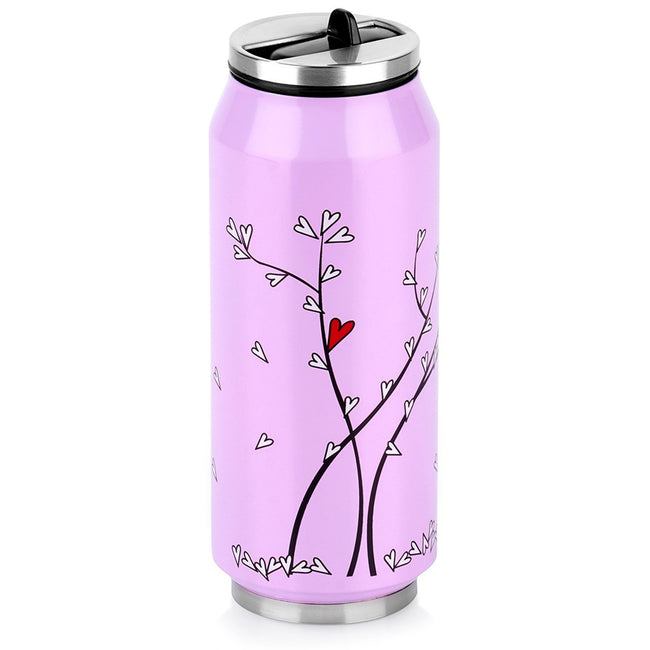 Kubek termiczny puszka różowy SERCE 400 ml