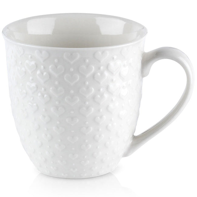 Kubek ceramiczny biały serca 530 ml
