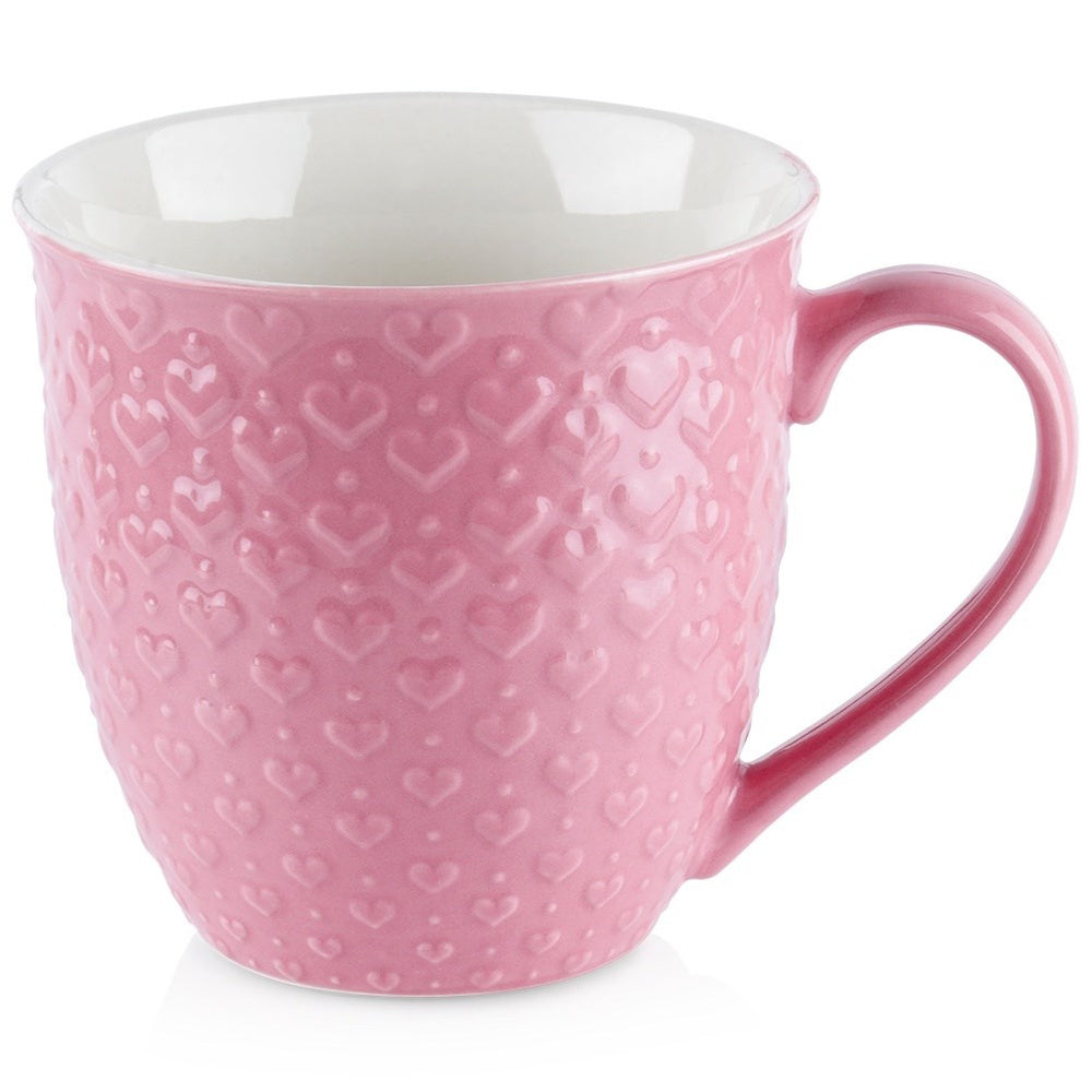 Kubek ceramiczny różowy serca 530 ml
