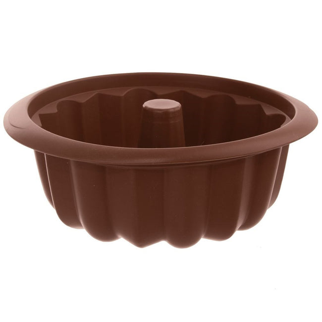 Forma do babki silikonowa z kominem brązowa SILLINIE 26 cm