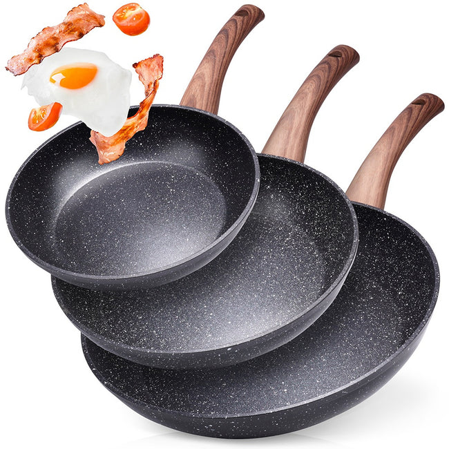 Zestaw patelni granitowych BLACK&WOOD 3 szt. 20 / 24 / 28 cm