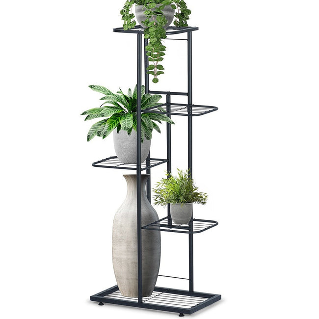 Kwietnik metalowy czarny 5-poziomowy 96 cm